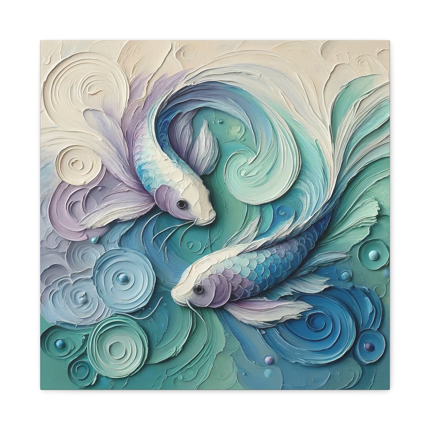 "Mint Koi Dance" - Canvas