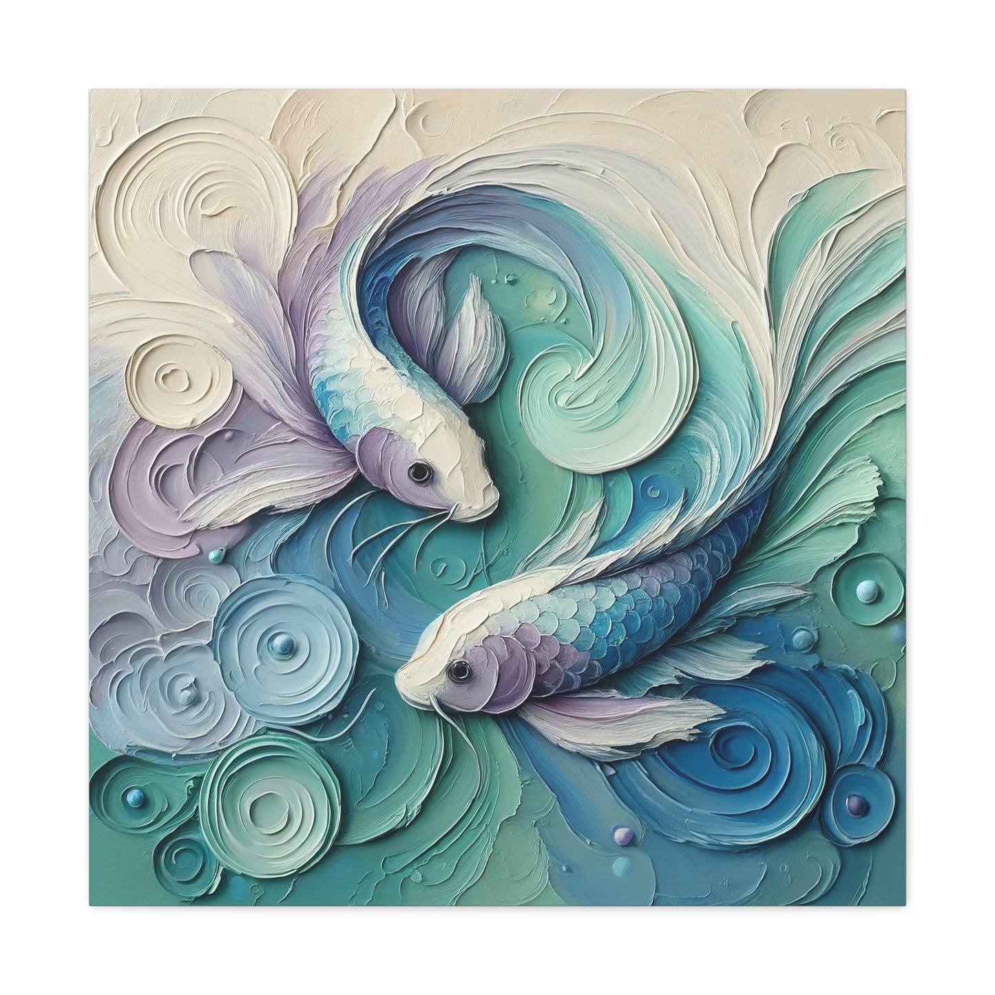 "Mint Koi Dance" - Canvas